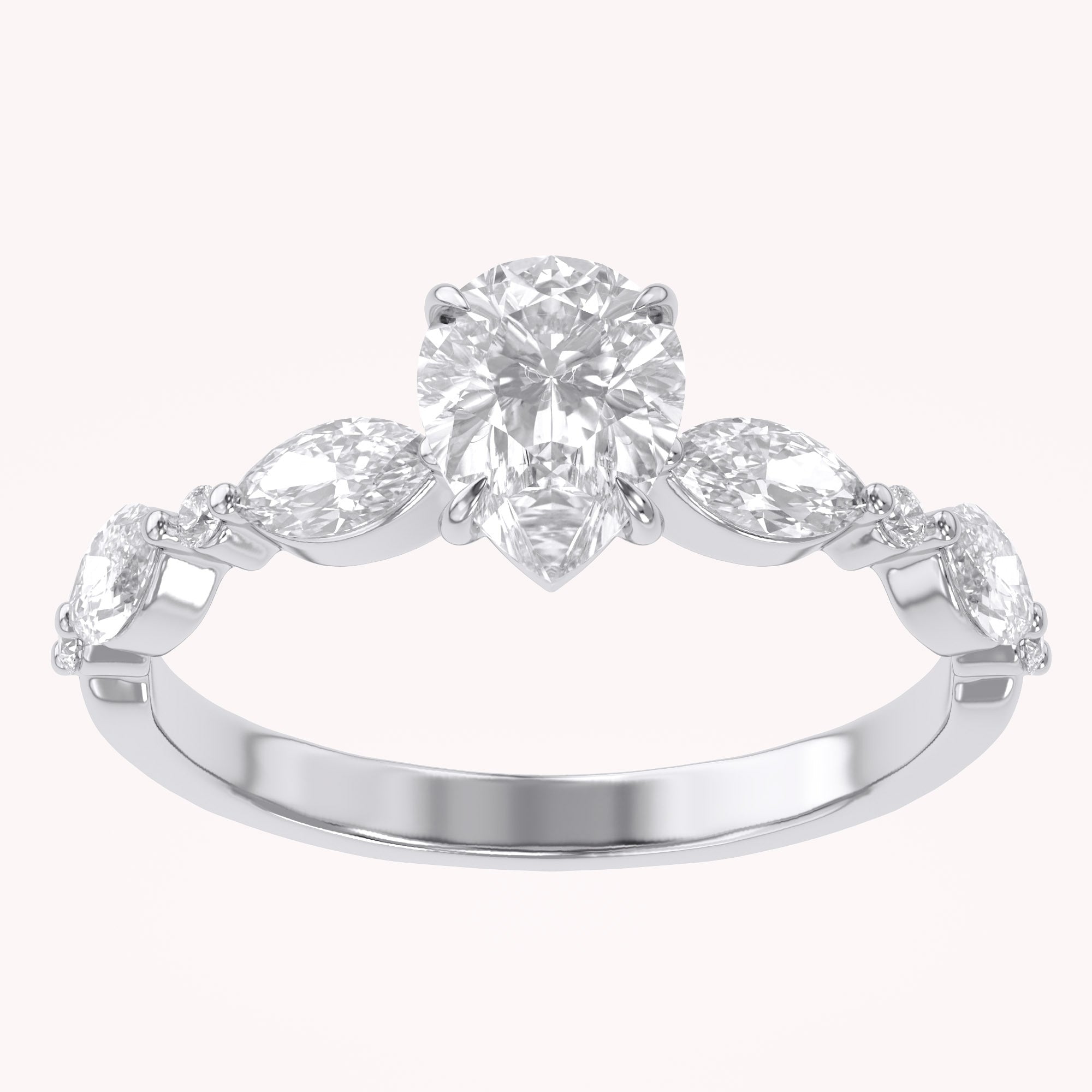 Lab Grown Diamond Half Eternity Engagement Solitaire Ring