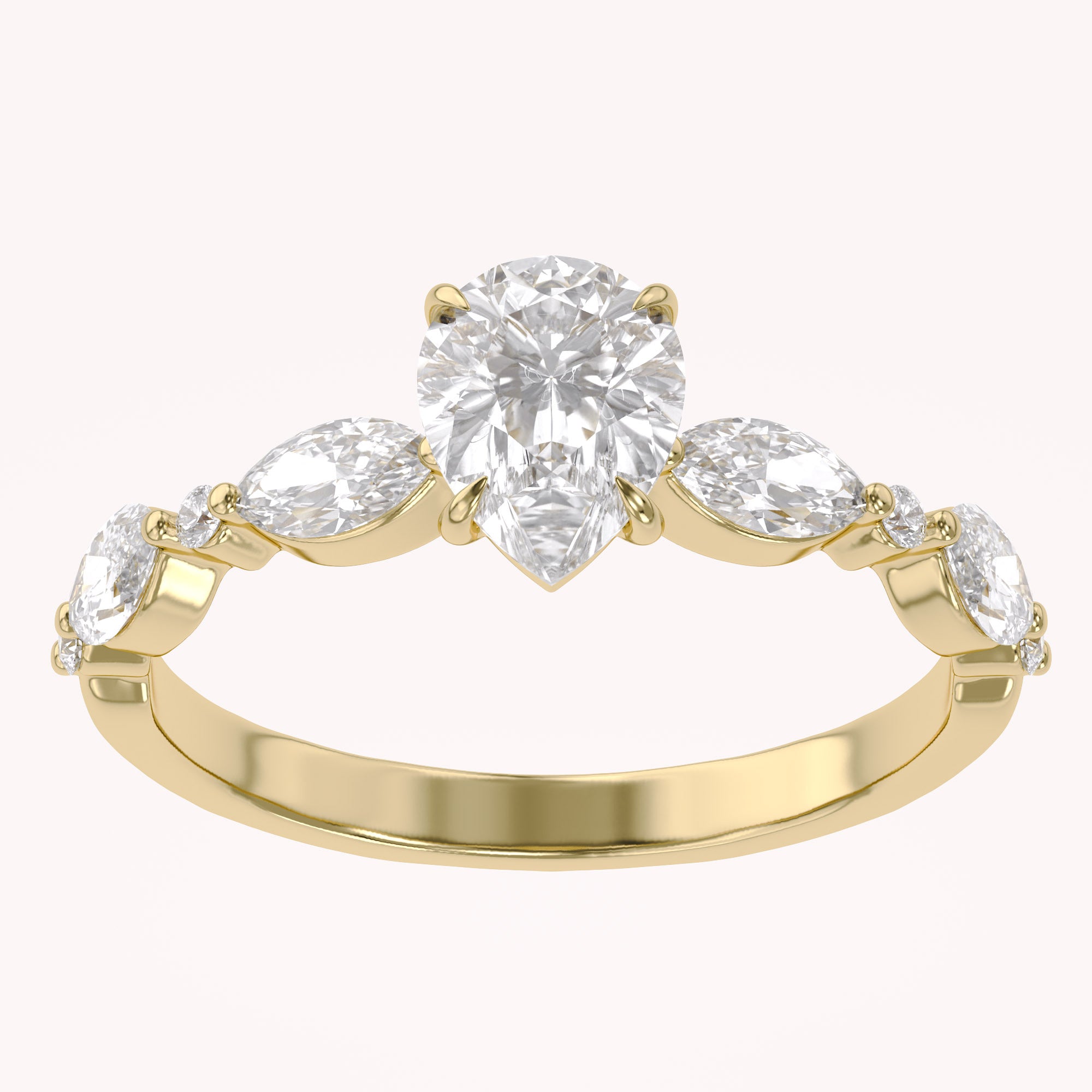 Lab Grown Diamond Half Eternity Engagement Solitaire Ring