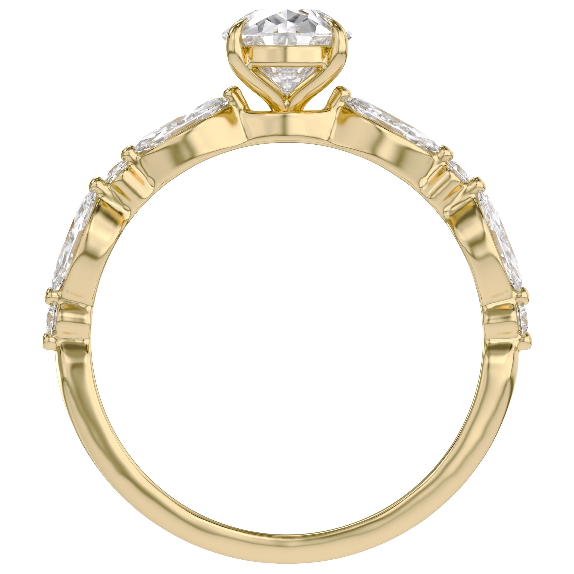 Lab Grown Diamond Half Eternity Engagement Solitaire Ring