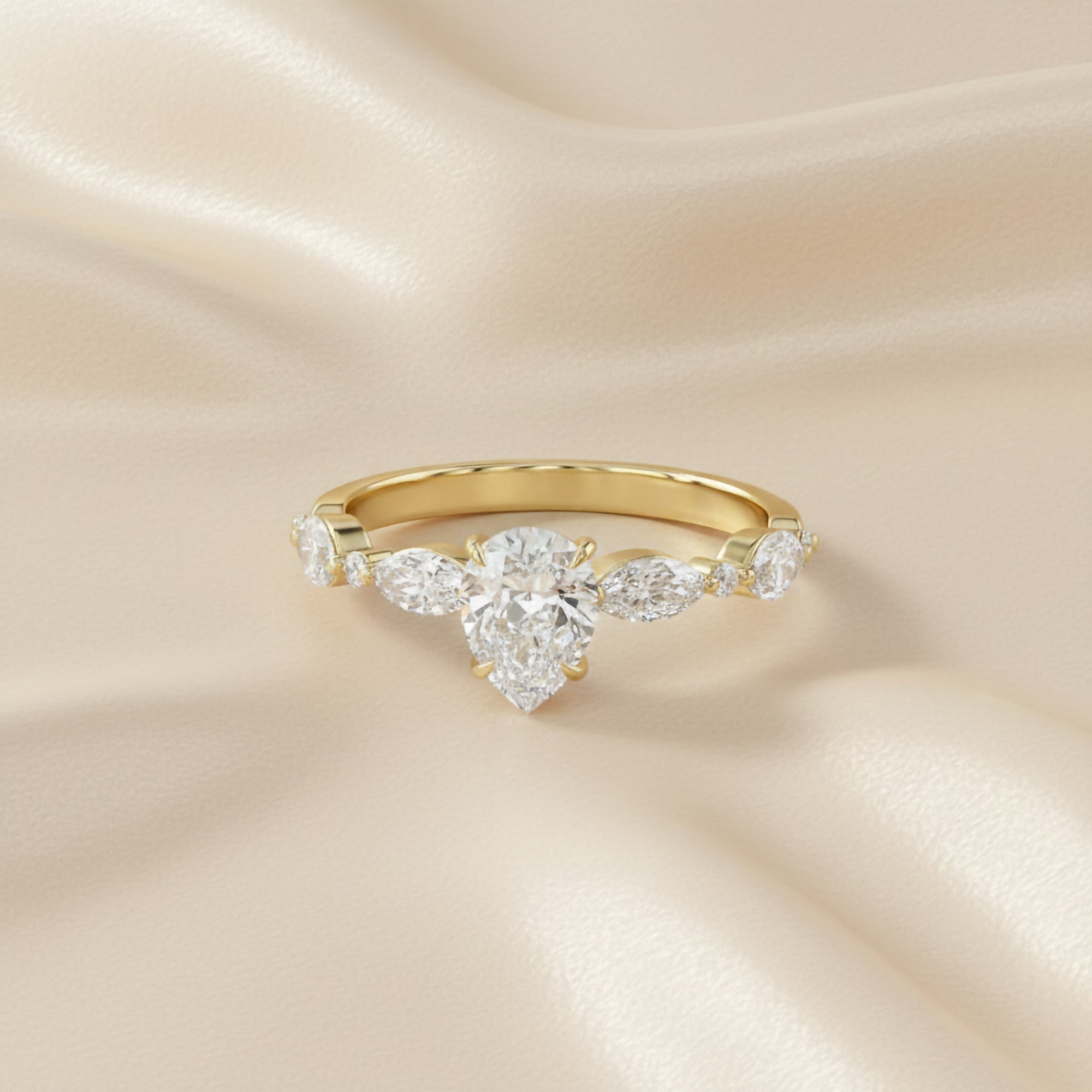 Lab Grown Diamond Half Eternity Engagement Solitaire Ring