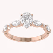 Lab Grown Diamond Half Eternity Engagement Solitaire Ring
