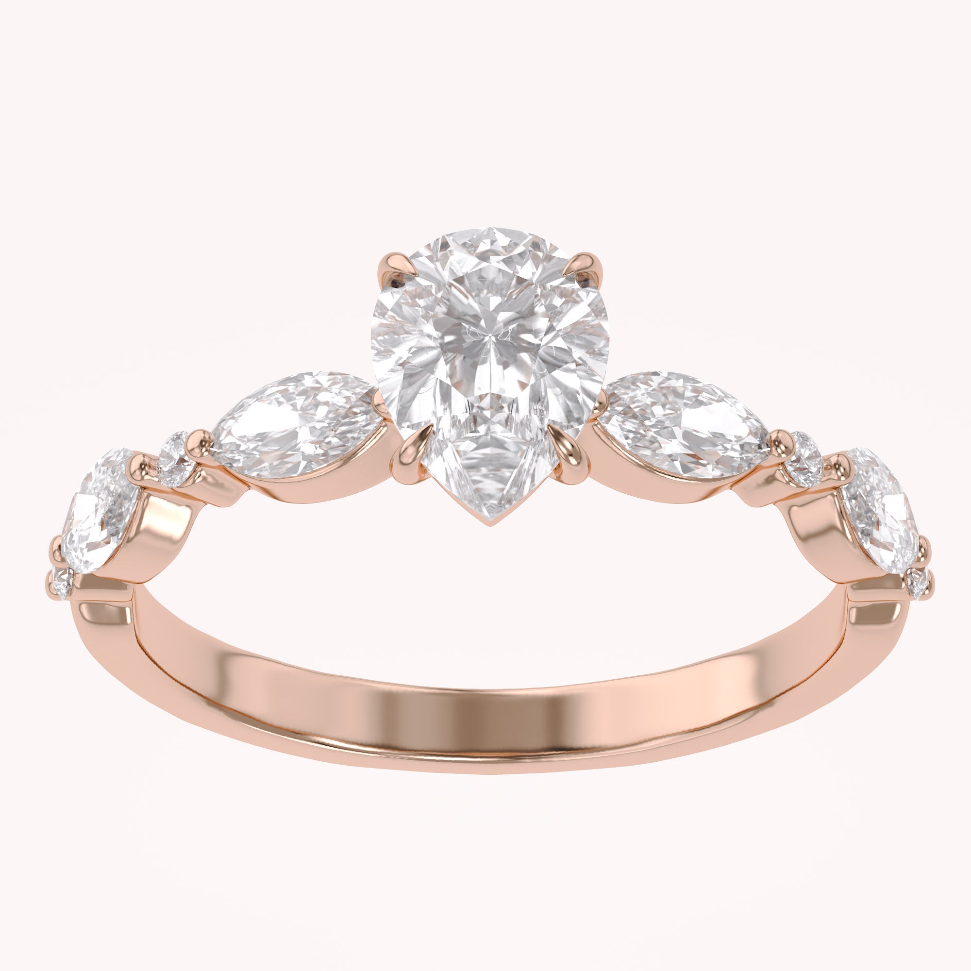 Lab Grown Diamond Half Eternity Engagement Solitaire Ring