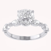 Half Eternity Cushion Frame Solitaire Lab Grown Diamond Ring