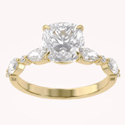 Half Eternity Cushion Frame Solitaire Lab Grown Diamond Ring