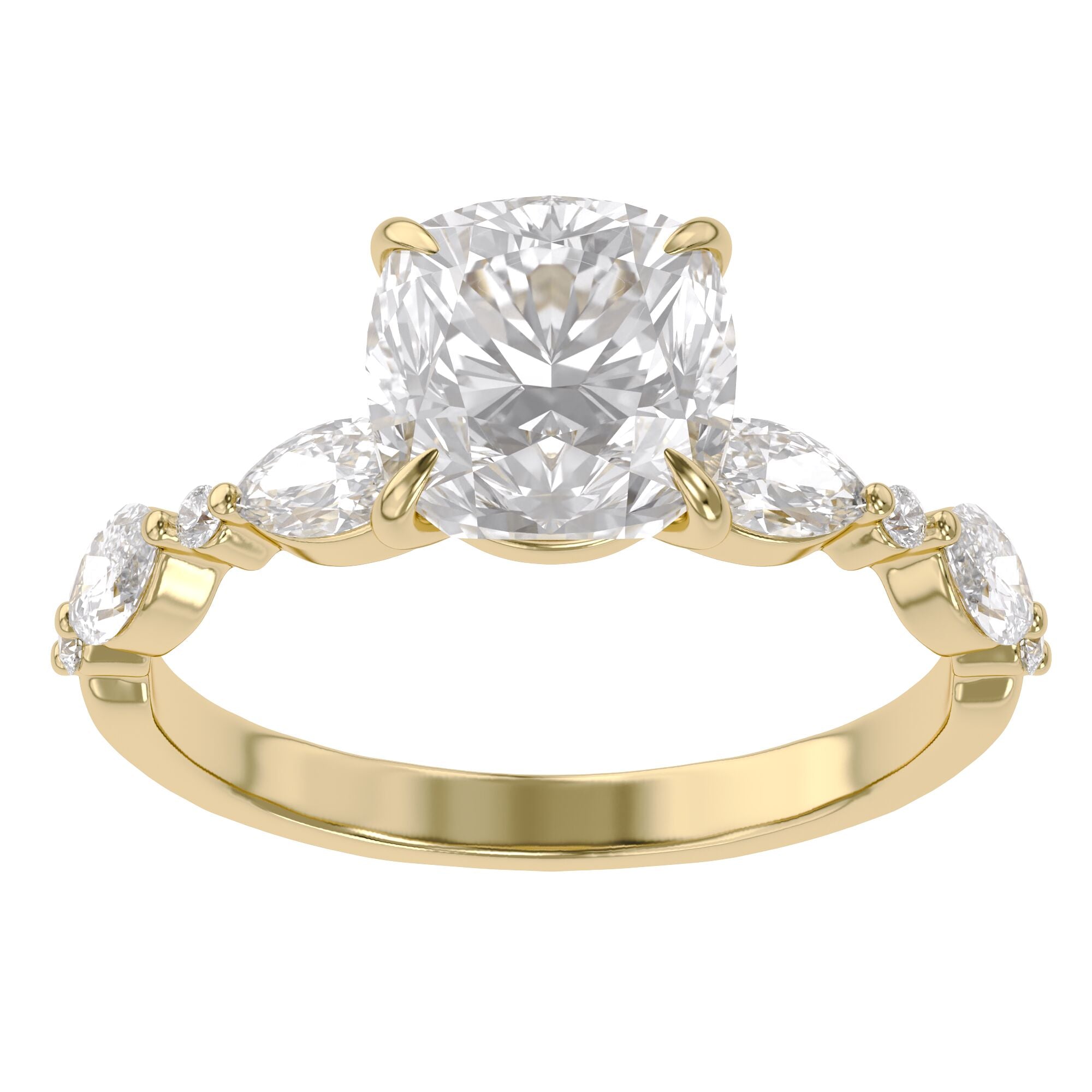 Half Eternity Cushion Frame Solitaire Lab Grown Diamond Ring