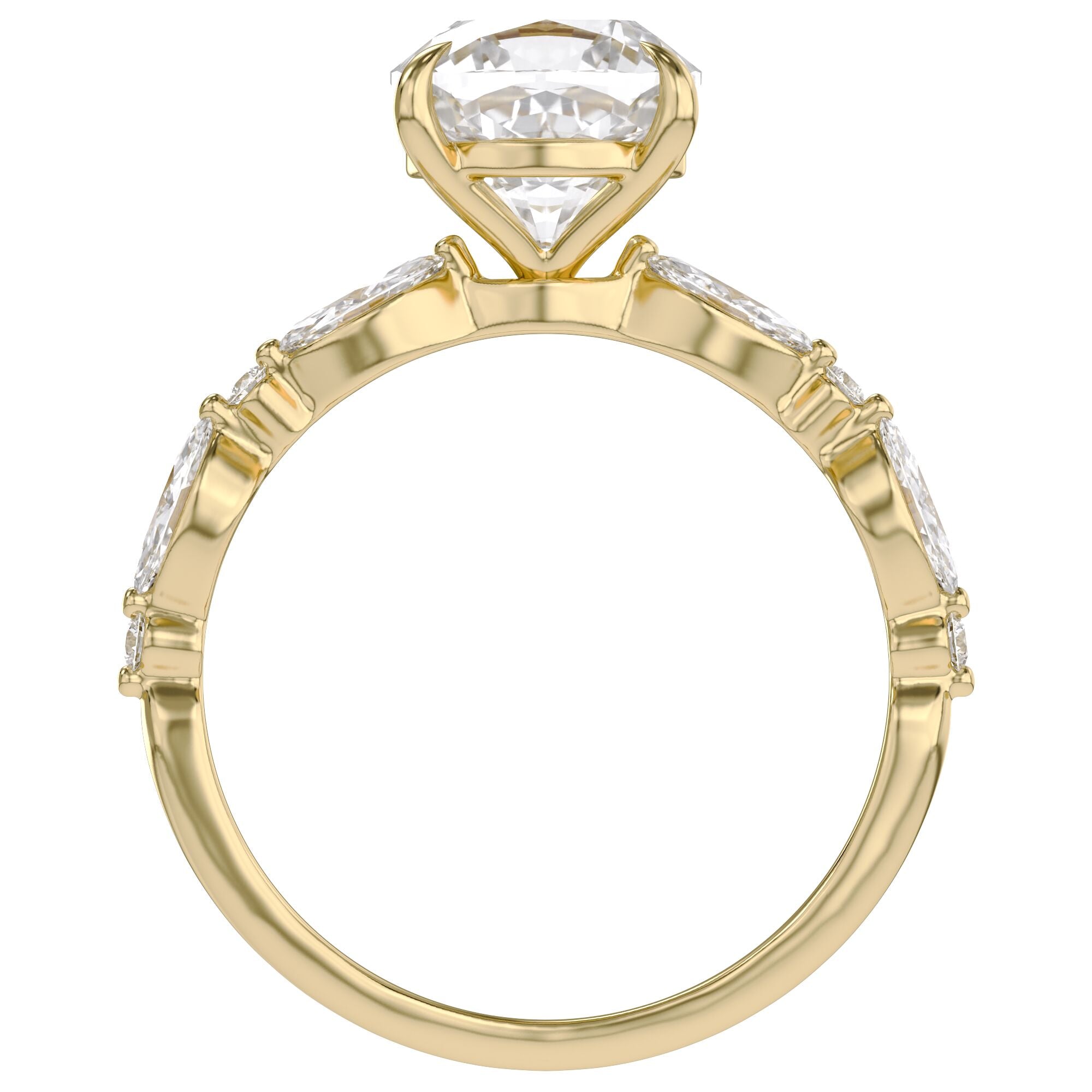 Half Eternity Cushion Frame Solitaire Lab Grown Diamond Ring