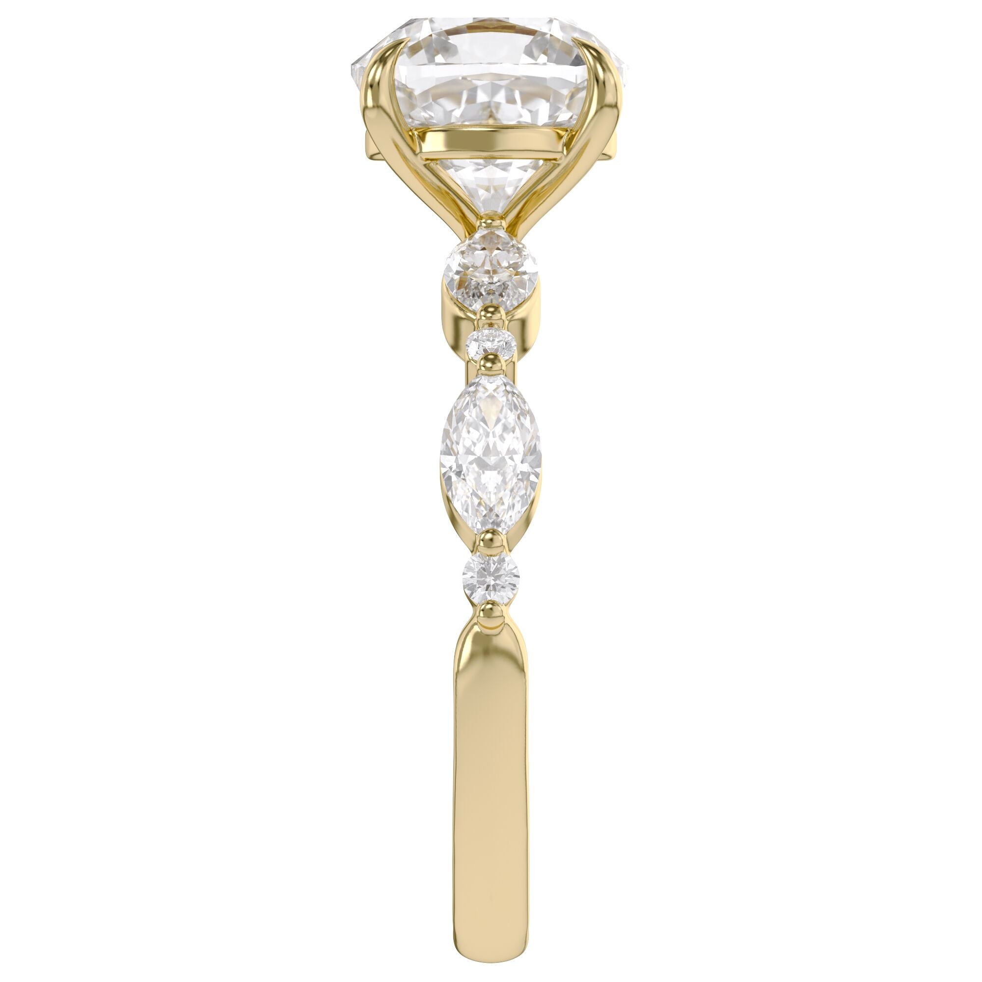 Half Eternity Cushion Frame Solitaire Lab Grown Diamond Ring