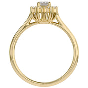 Halo Cluster Engagement Ring Emerald and Round Lab Grown Diamond