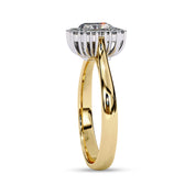 Halo Cluster Engagement Ring Emerald and Round Lab Grown Diamond