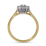 Halo Cluster Engagement Ring Emerald and Round Lab Grown Diamond