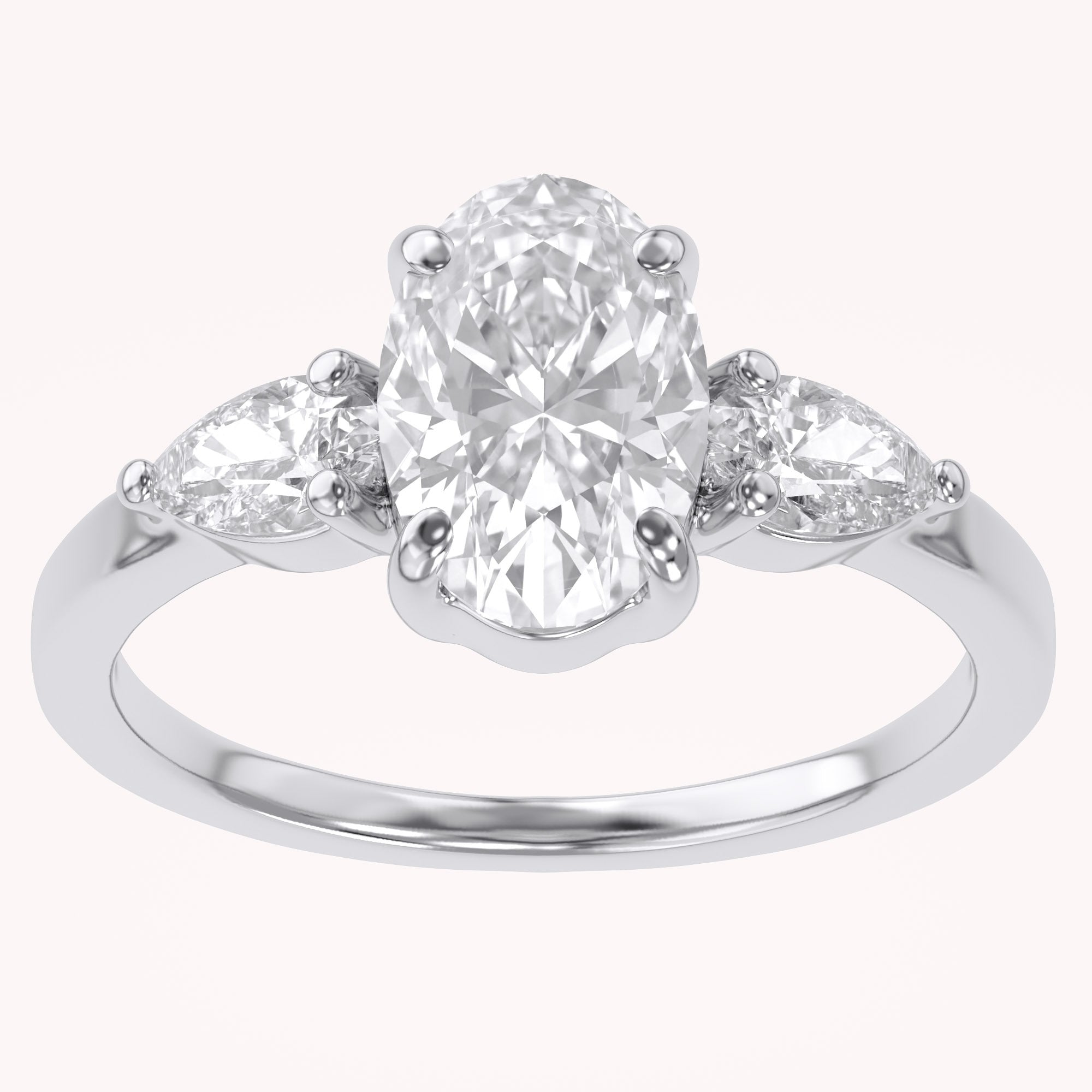 Three Stone Engagement Lab Grown Diamond Ring