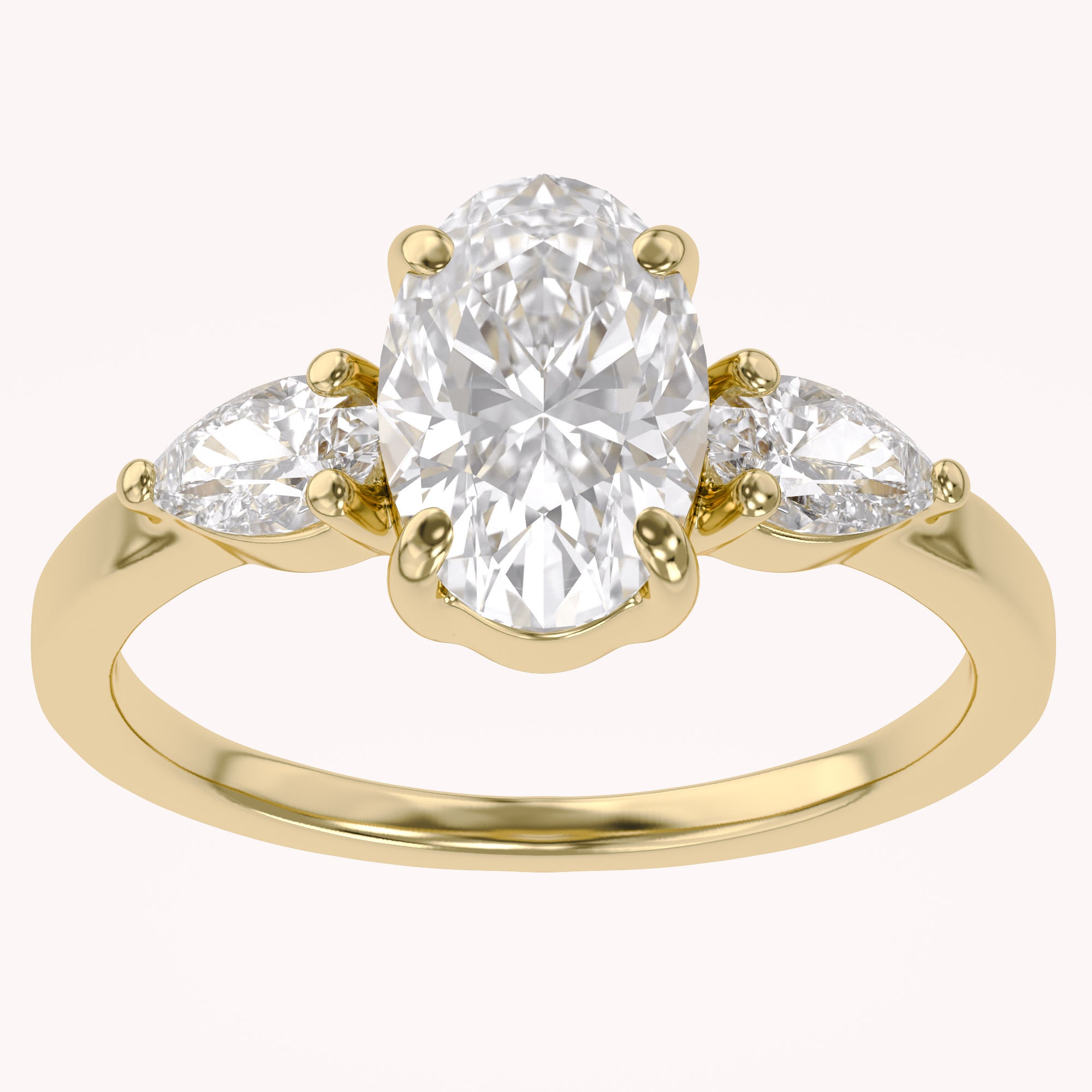 Three Stone Engagement Lab Grown Diamond Ring