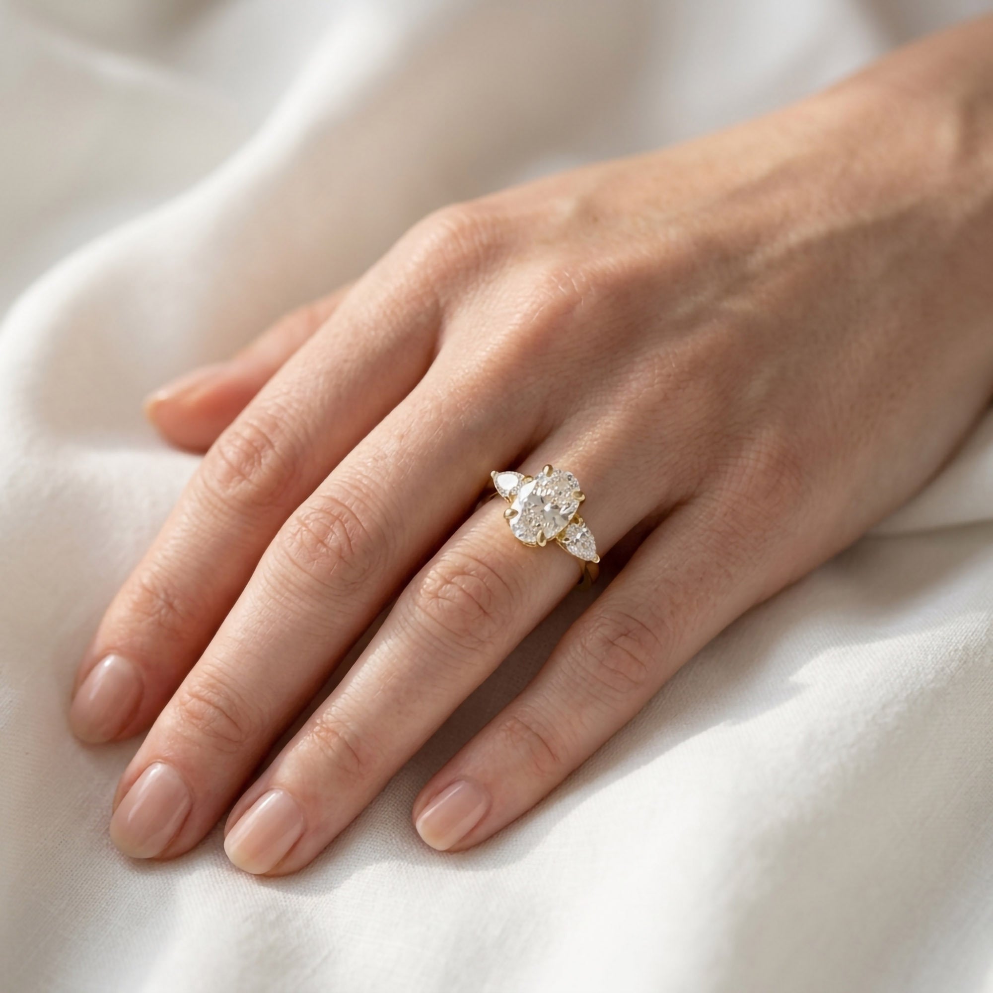 Three Stone Engagement Lab Grown Diamond Ring