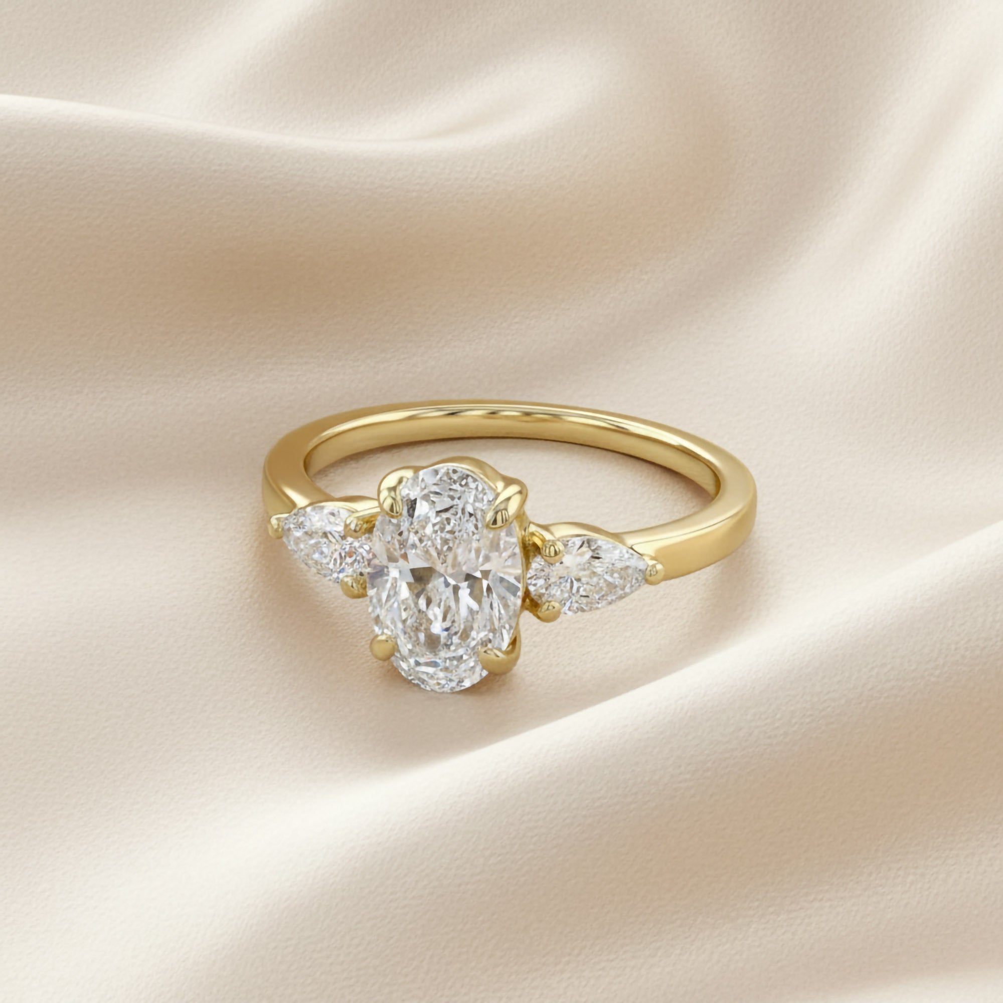 Three Stone Engagement Lab Grown Diamond Ring