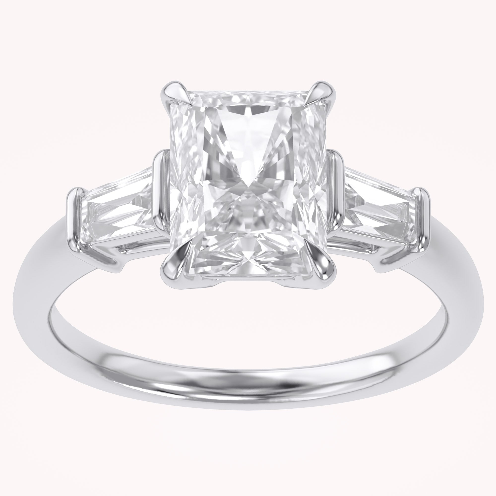 Radiant Cut Three Stone Lab Grown Diamond Engagement Ring