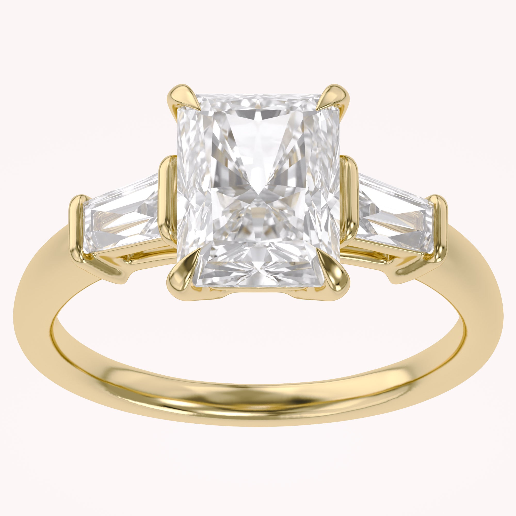 Radiant Cut Three Stone Lab Grown Diamond Engagement Ring