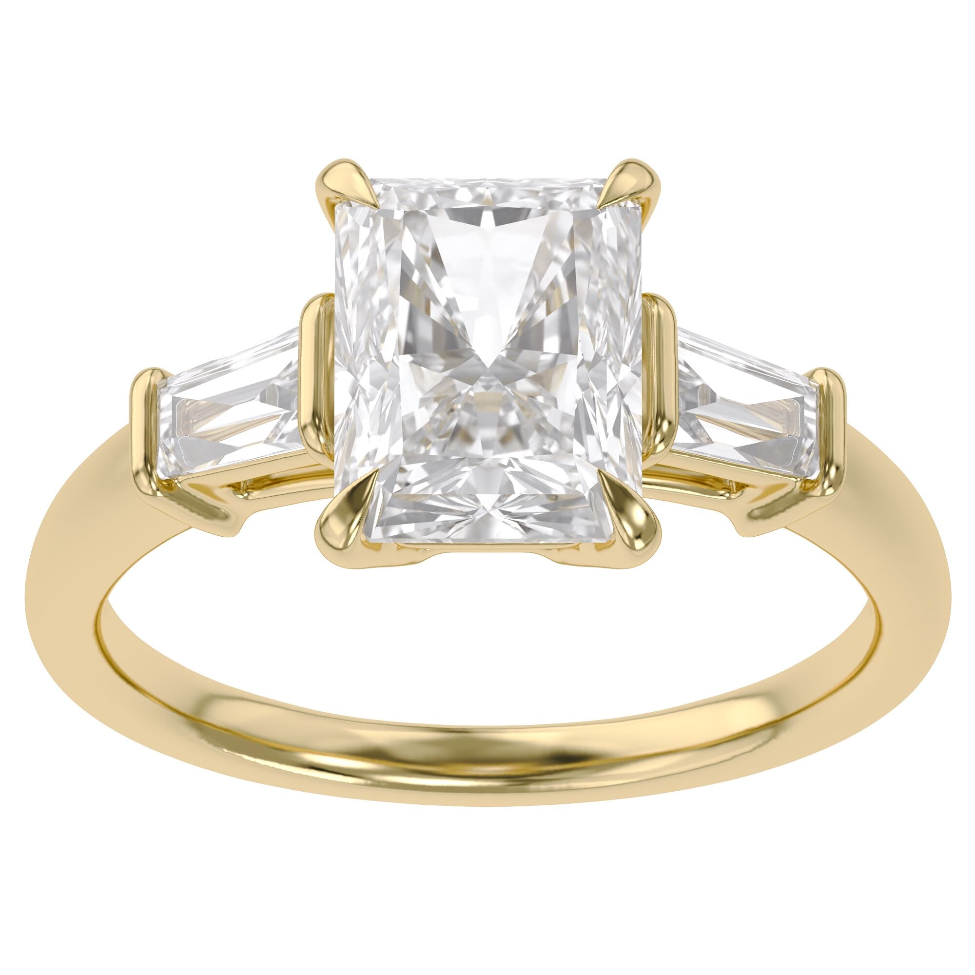 Radiant Cut Three Stone Lab Grown Diamond Engagement Ring