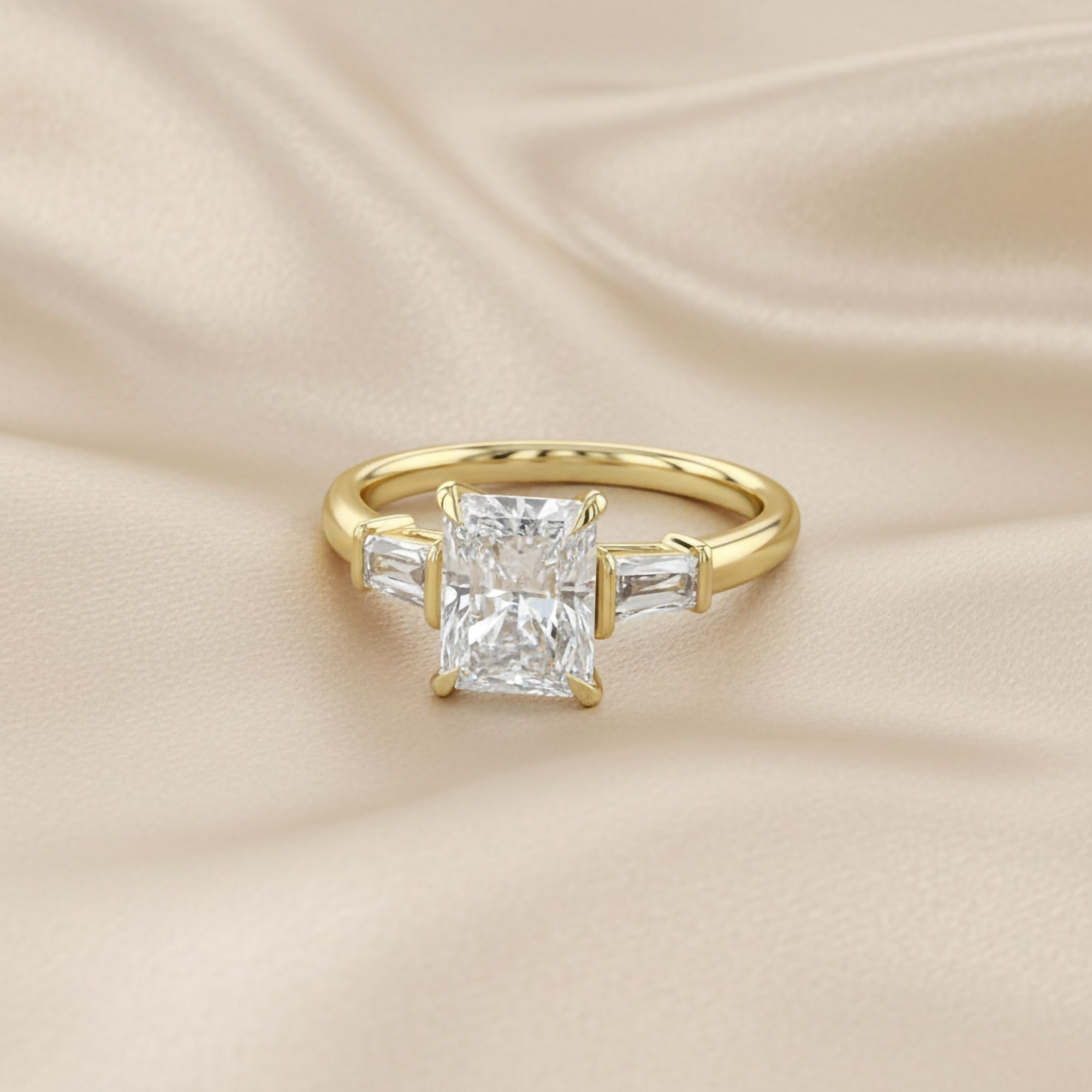 Radiant Cut Three Stone Lab Grown Diamond Engagement Ring