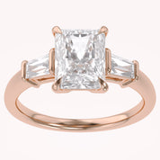 Radiant Cut Three Stone Lab Grown Diamond Engagement Ring