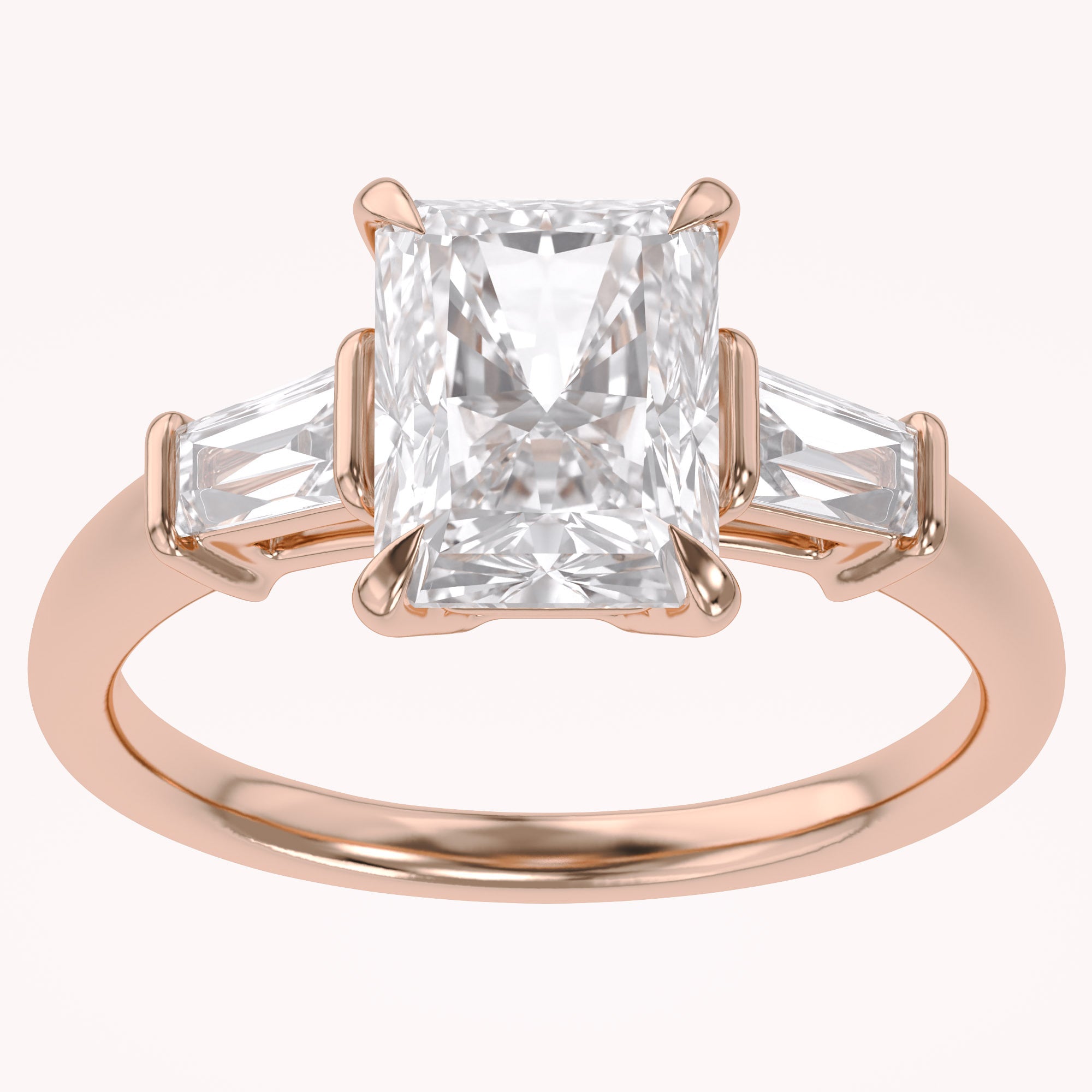 Radiant Cut Three Stone Lab Grown Diamond Engagement Ring