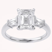 Emerald Cut Three Stone Lab Grown Diamond Engagement Ring