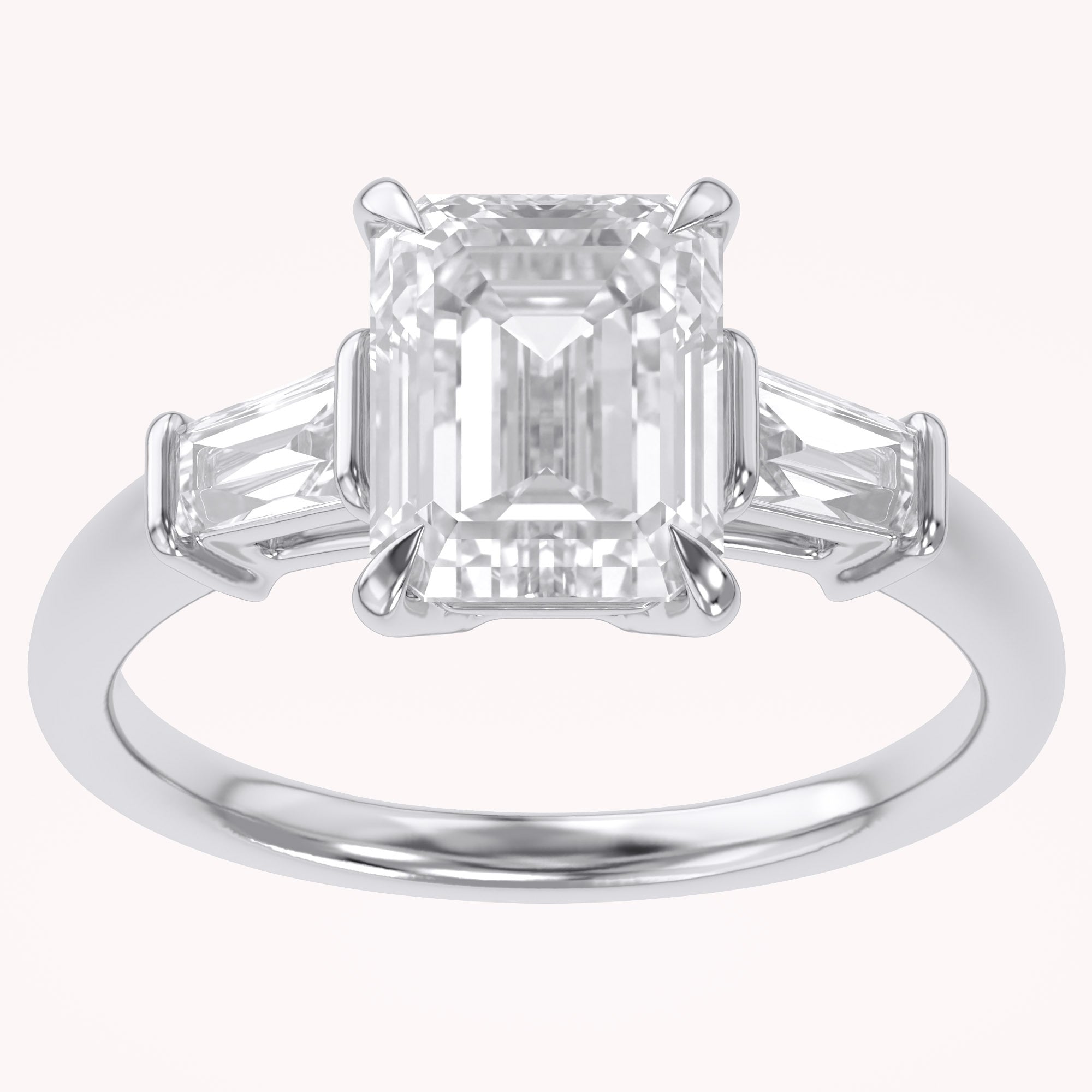 Emerald Cut Three Stone Lab Grown Diamond Engagement Ring