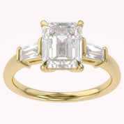 Emerald Cut Three Stone Lab Grown Diamond Engagement Ring