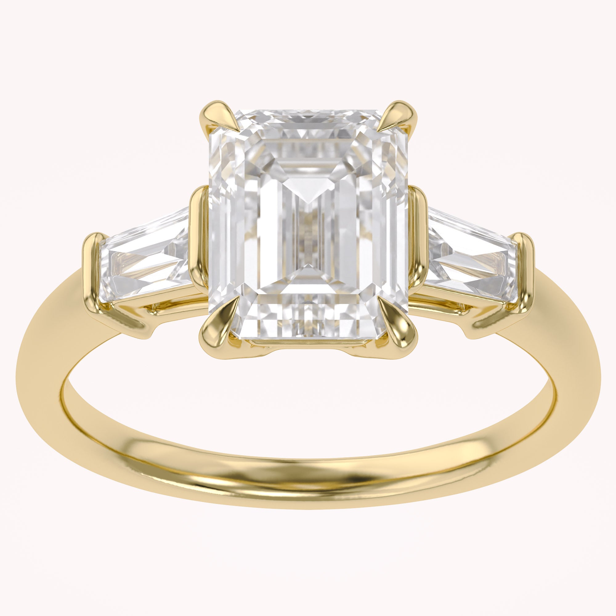 Emerald Cut Three Stone Lab Grown Diamond Engagement Ring