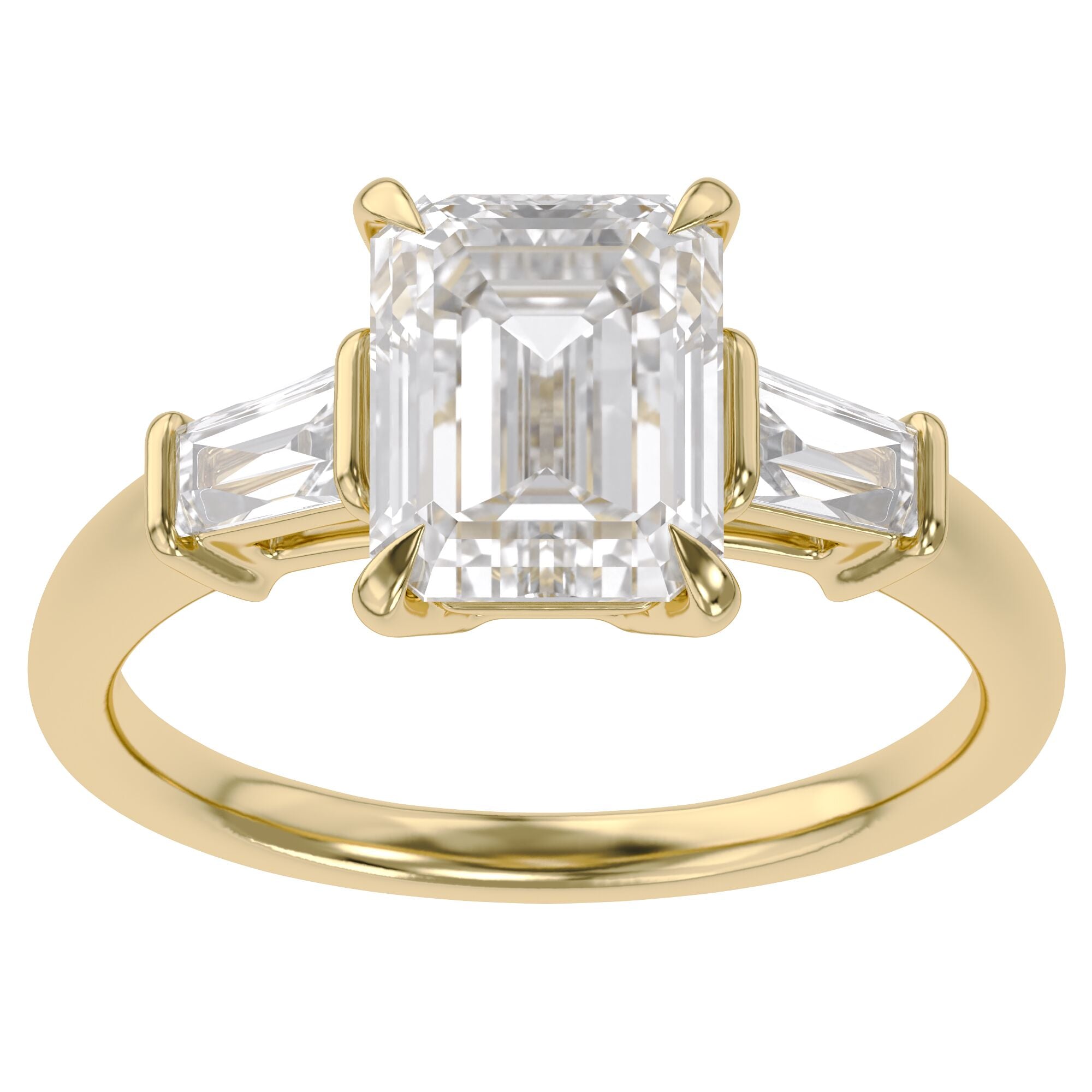 Emerald Cut Three Stone Lab Grown Diamond Engagement Ring