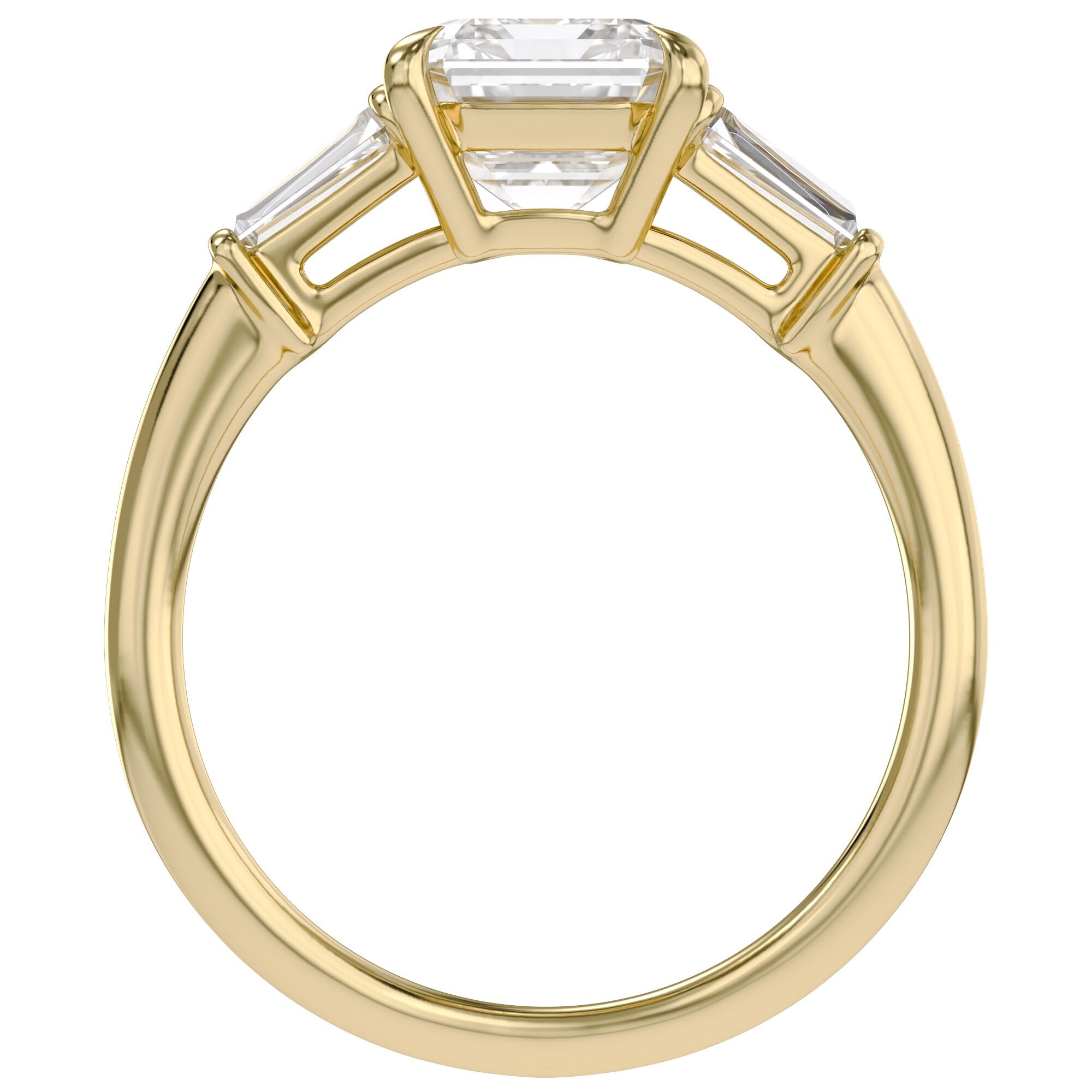 Emerald Cut Three Stone Lab Grown Diamond Engagement Ring