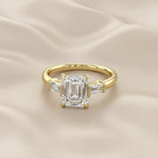 Emerald Cut Three Stone Lab Grown Diamond Engagement Ring