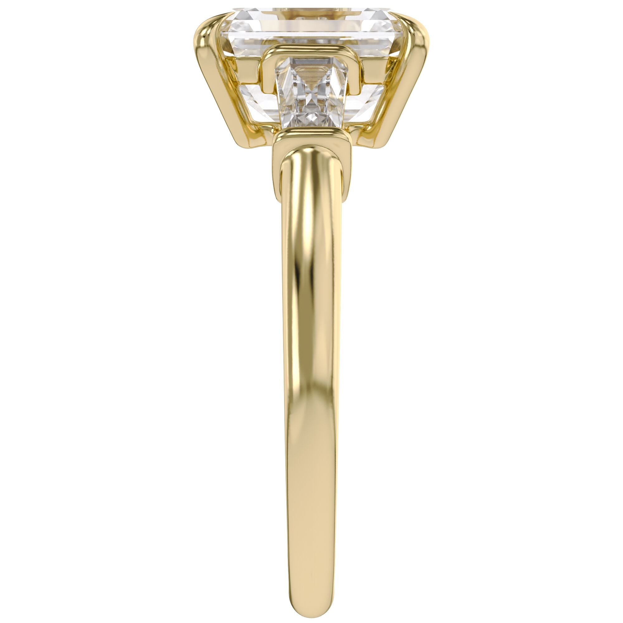 Emerald Cut Three Stone Lab Grown Diamond Engagement Ring