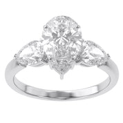 Three Stone Engagement Ring Pear Cut Lab Grown Diamond