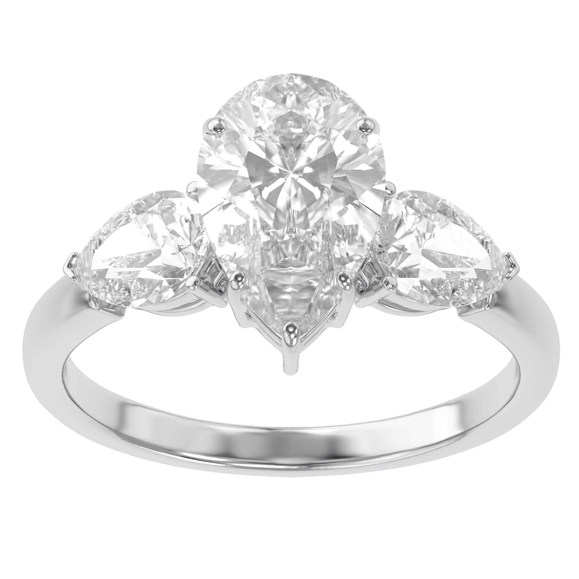 Three Stone Engagement Ring Pear Cut Lab Grown Diamond