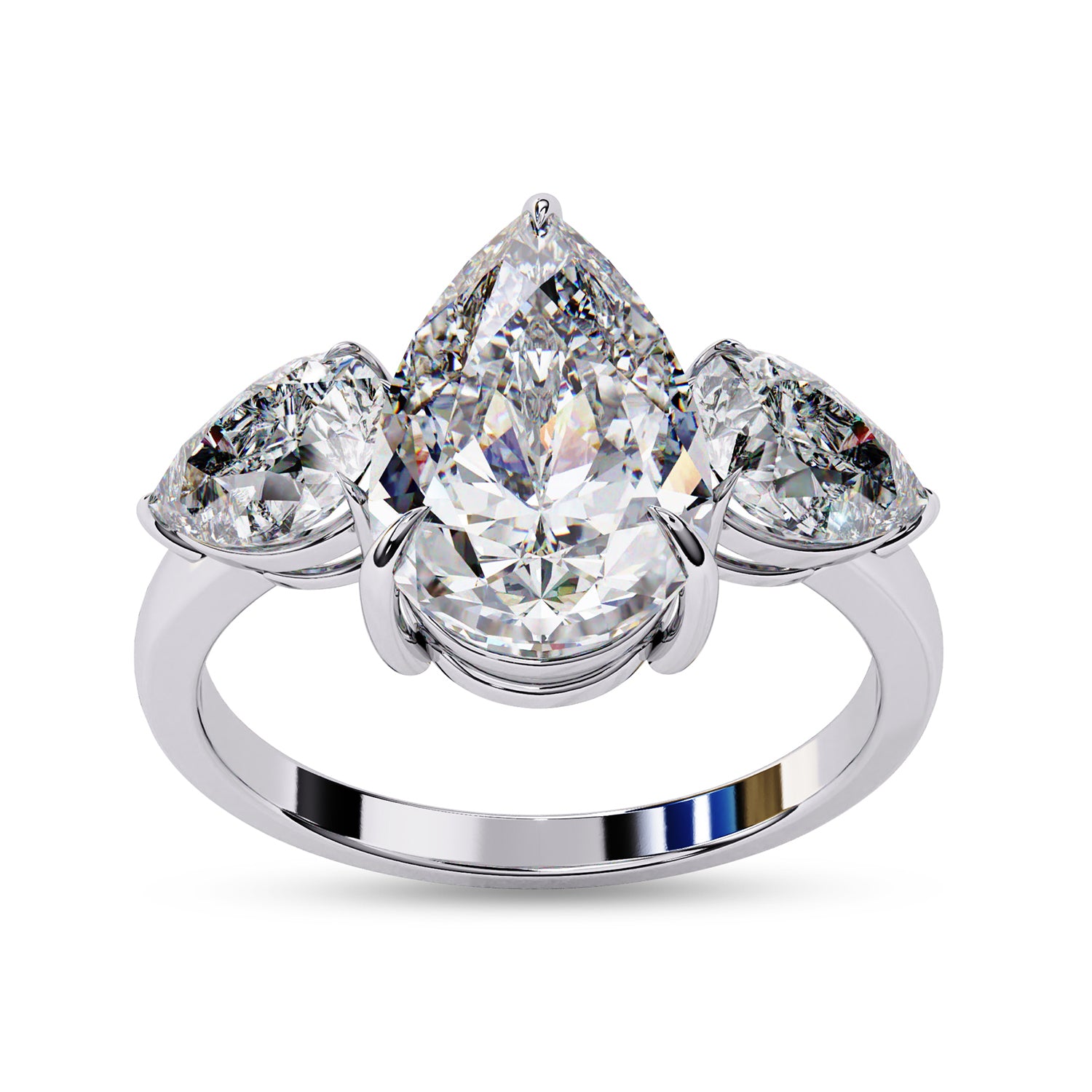 Three Stone Engagement Ring Pear Cut Lab Grown Diamond