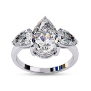 Three Stone Engagement Ring Pear Cut Lab Grown Diamond