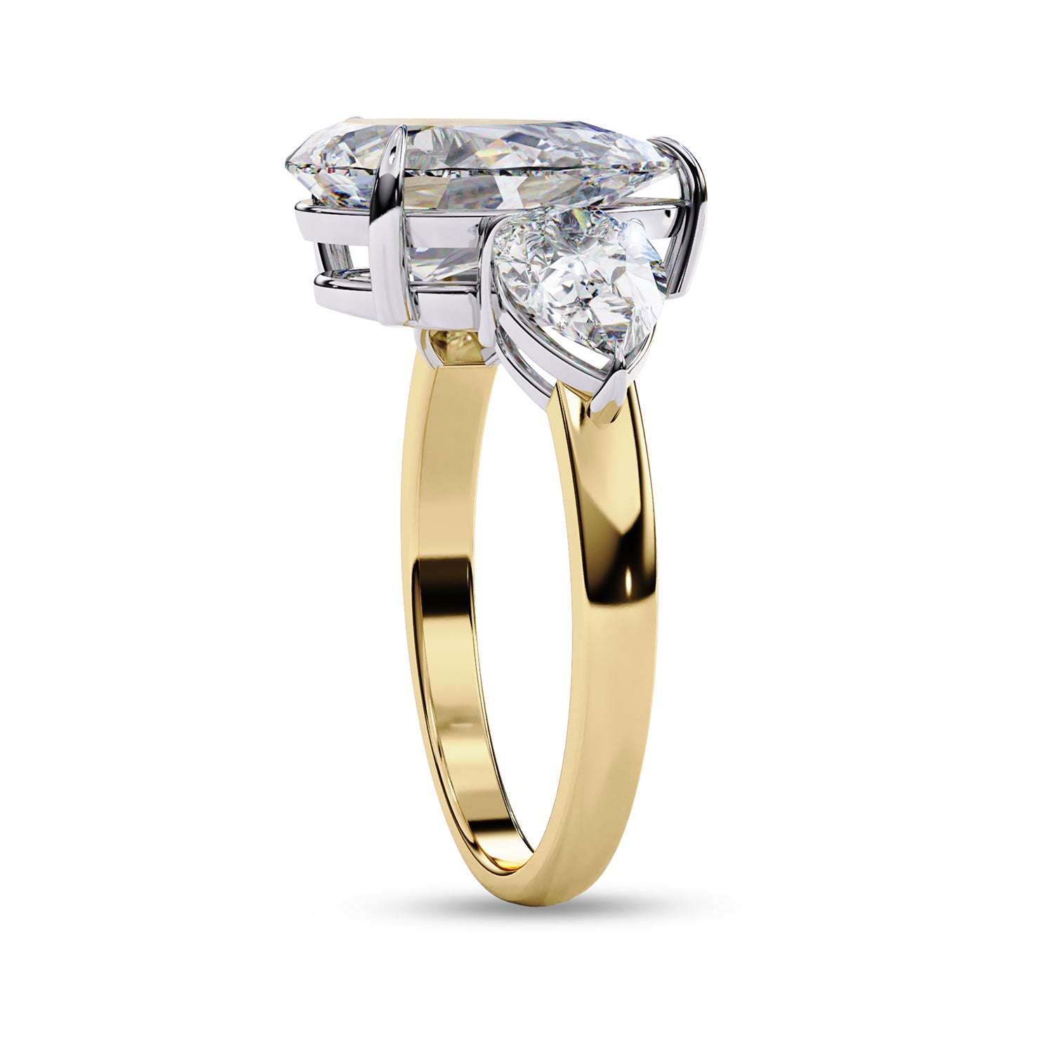 Three Stone Engagement Ring Pear Cut Lab Grown Diamond