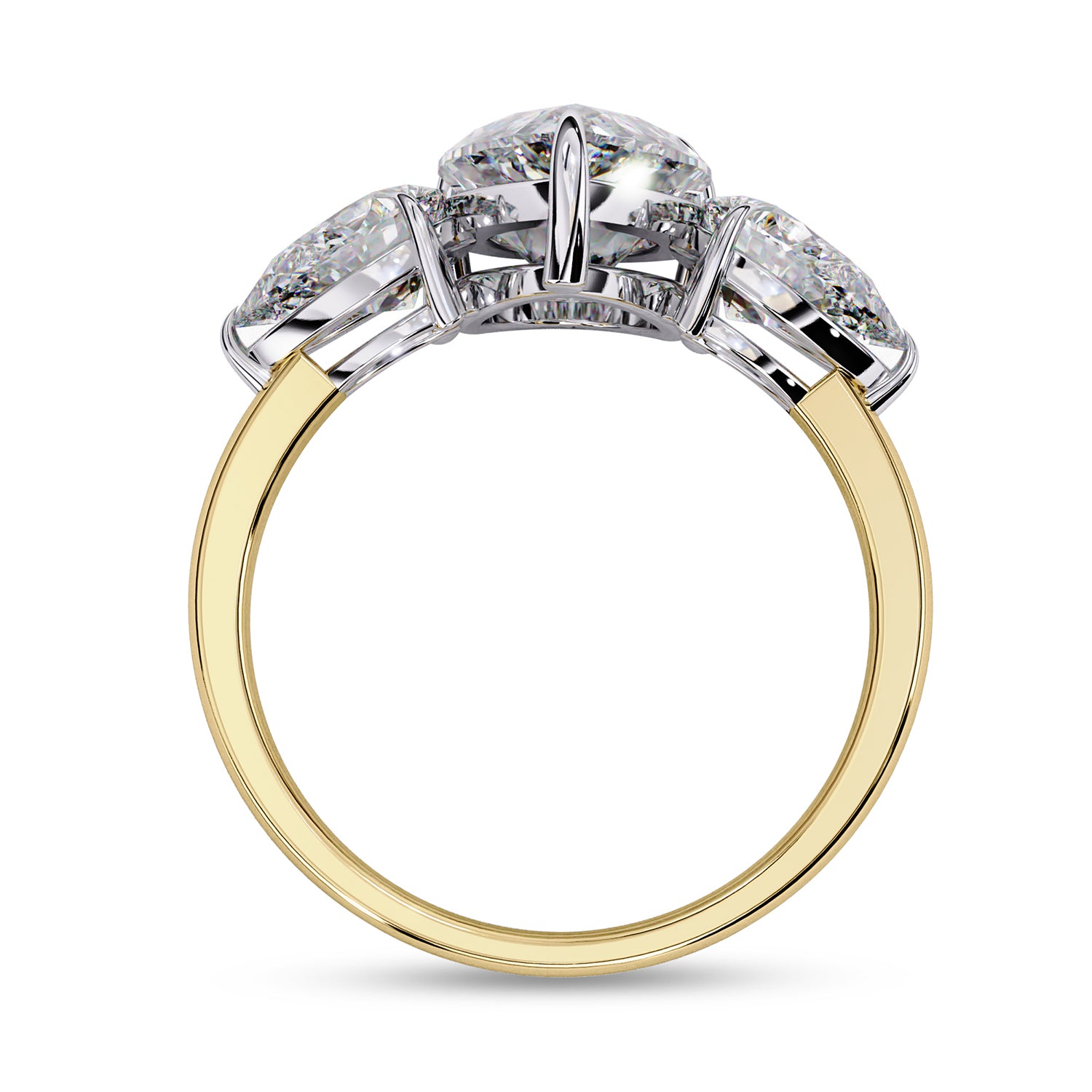 Three Stone Engagement Ring Pear Cut Lab Grown Diamond
