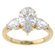 Three Stone Engagement Ring Pear Cut Lab Grown Diamond