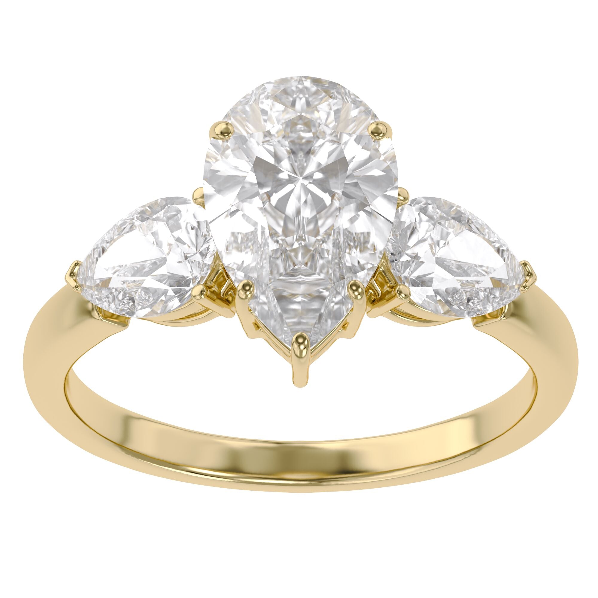 Three Stone Engagement Ring Pear Cut Lab Grown Diamond