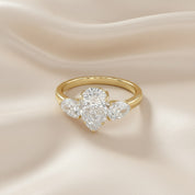 Three Stone Engagement Ring Pear Cut Lab Grown Diamond