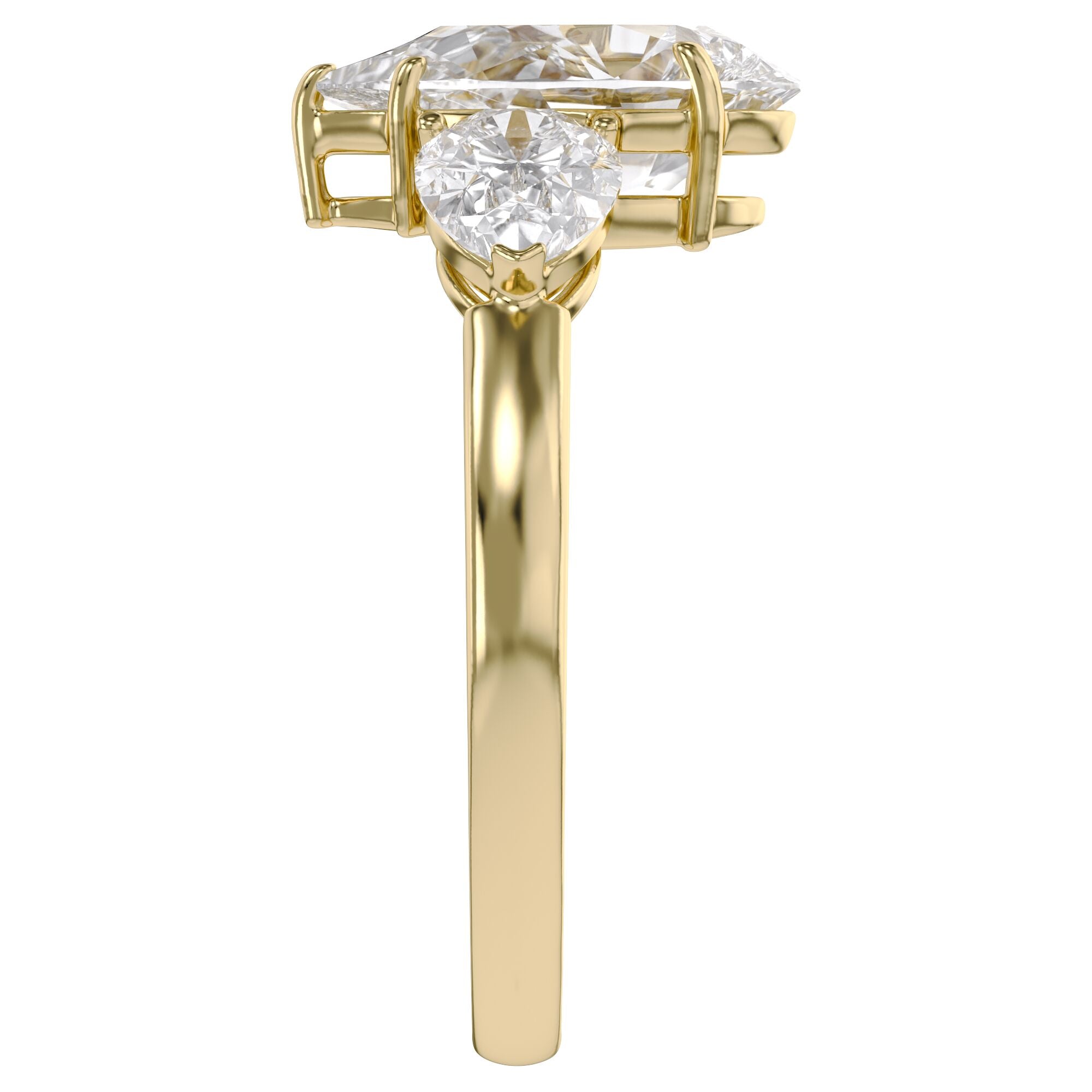 Three Stone Engagement Ring Pear Cut Lab Grown Diamond