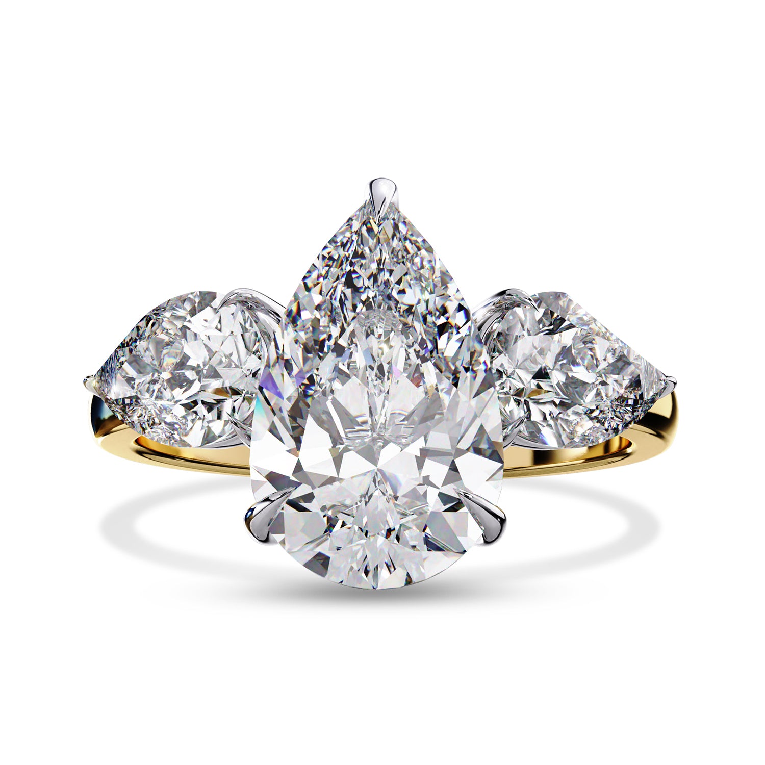 Three Stone Engagement Ring Pear Cut Lab Grown Diamond