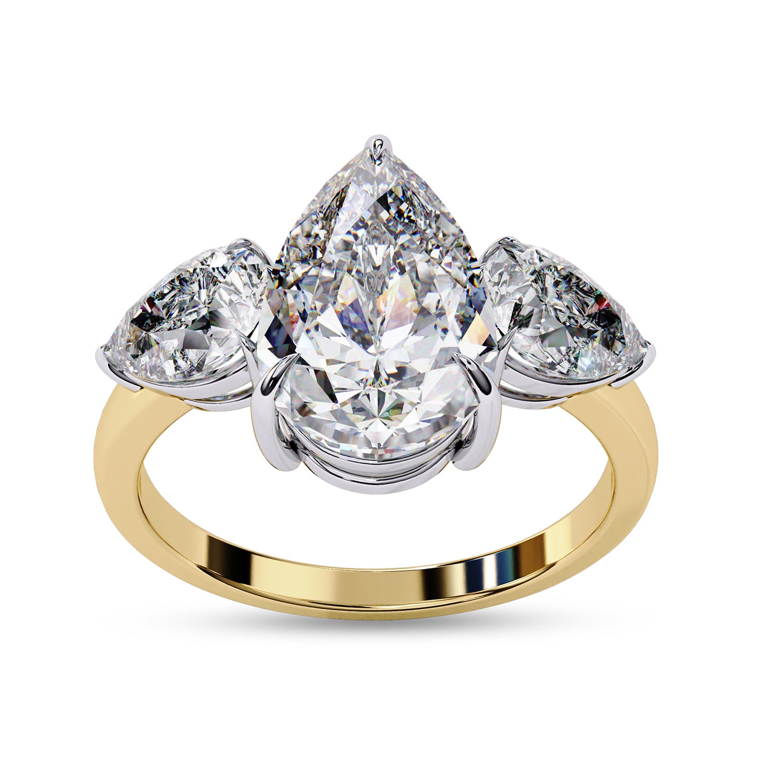 Three Stone Engagement Ring Pear Cut Lab Grown Diamond