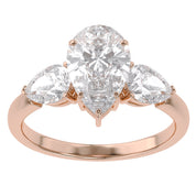 Three Stone Engagement Ring Pear Cut Lab Grown Diamond
