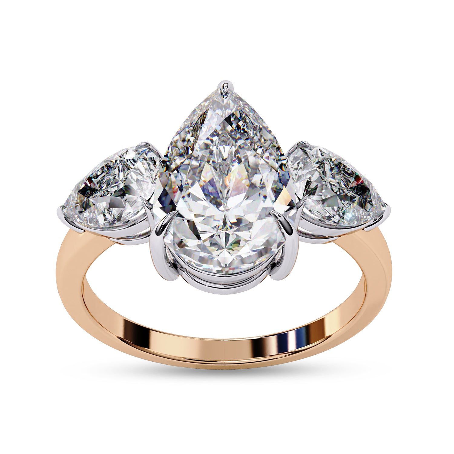 Three Stone Engagement Ring Pear Cut Lab Grown Diamond