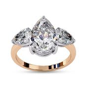 Three Stone Engagement Ring Pear Cut Lab Grown Diamond