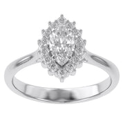 Halo Cluster Engagement Ring Marquise and Round Lab Grown Diamond