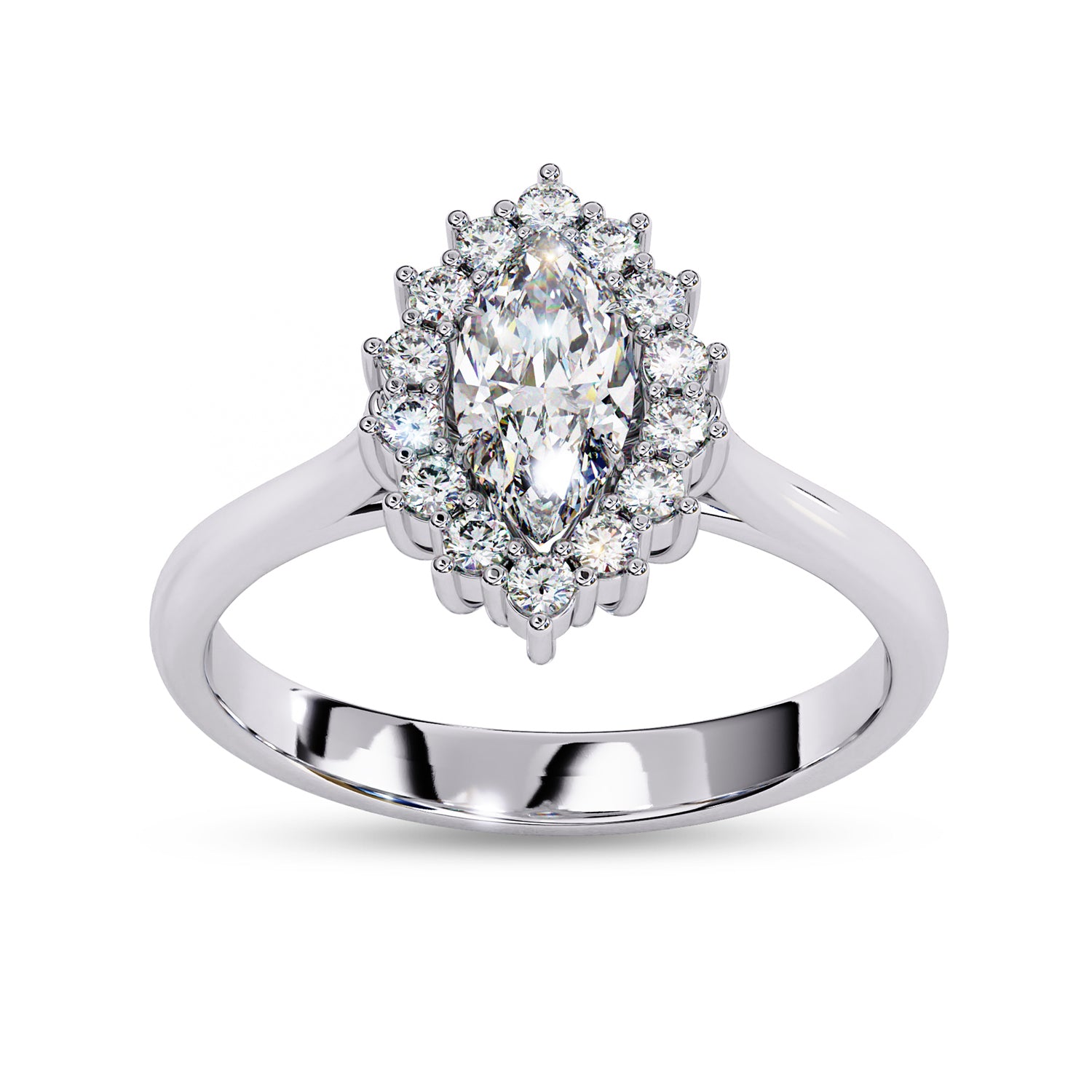 Halo Cluster Engagement Ring Marquise and Round Lab Grown Diamond