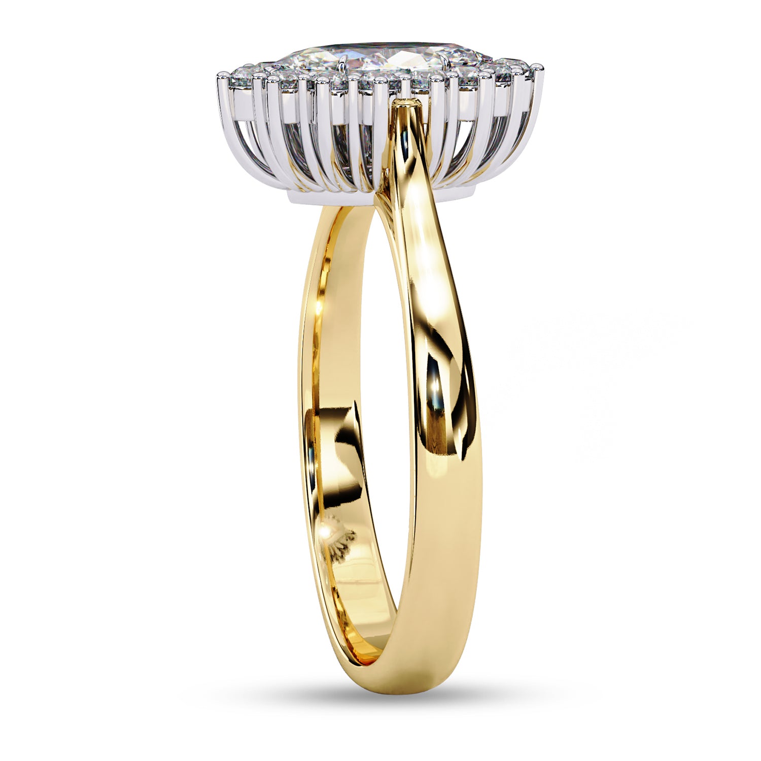 Halo Cluster Engagement Ring Marquise and Round Lab Grown Diamond